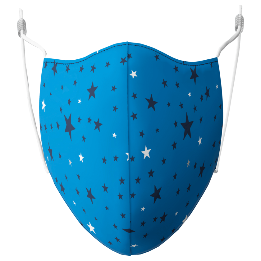 Mund-Nasen-Maske Bio Baumwolle 3er Set (Sterne Blau, Sterne Grau, Sterne Marine)